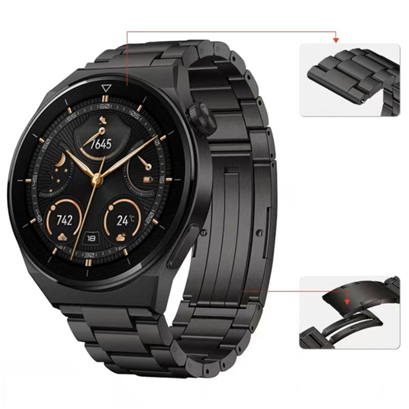 For Huawei Watch Buds GT3 SE GT3 Pro Titanium Steel Watch Band 22mm 3-Bead Metal Sports Strap For Huawei Watch Buds GT3 SE GT3 Pro Titanium Steel Watch Band 22mm 3-Bead Metal Sports Strap